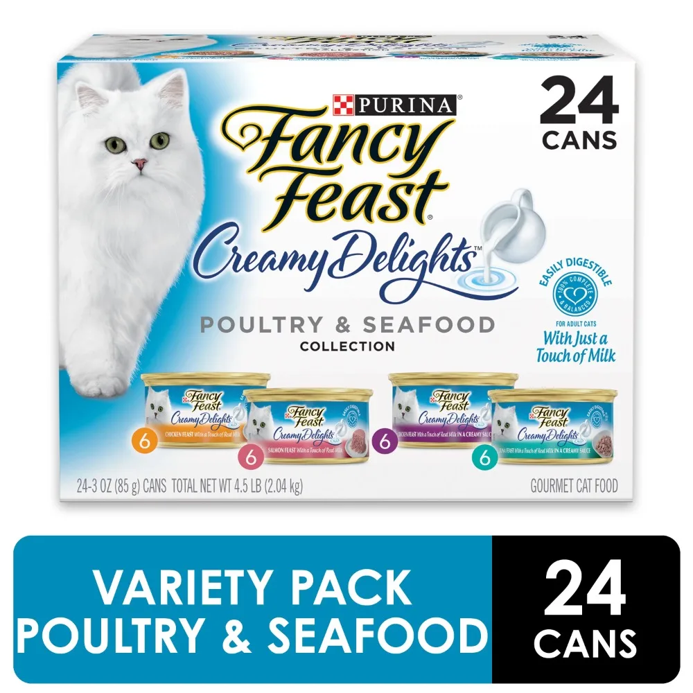 

Purina Fancy Feast Creamy Delight Wet Cat Food Variety Pack, 3 oz Cans (24 Pack)