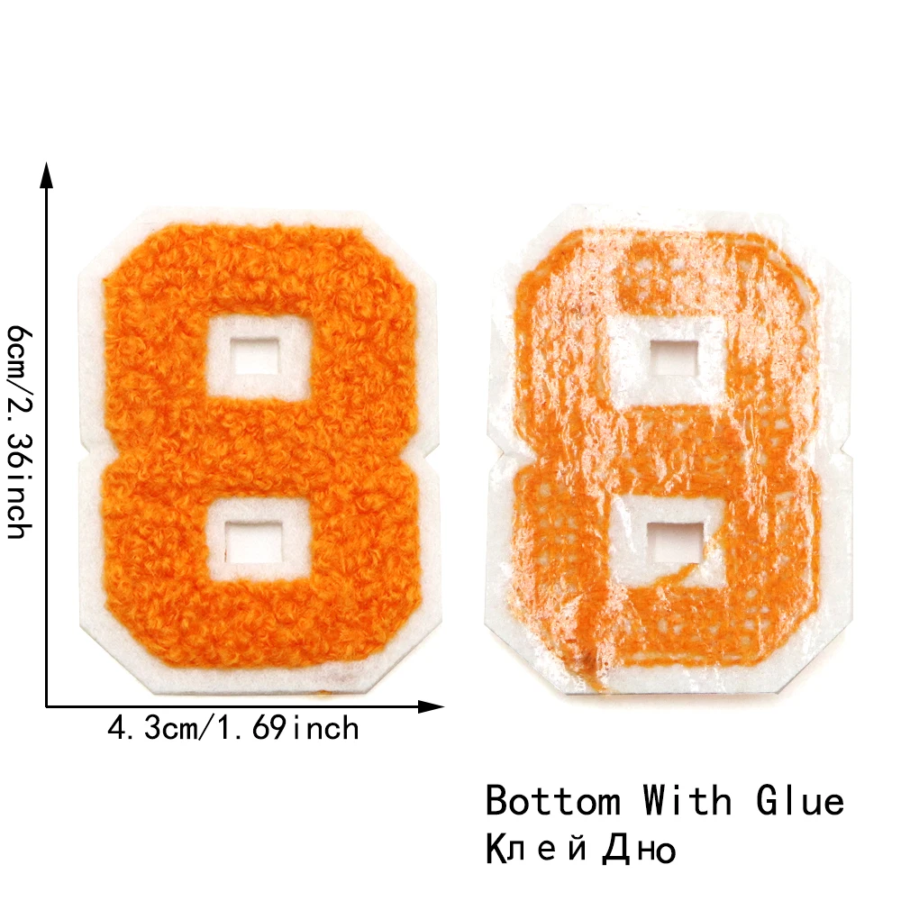 의류용 자수 아플리케 패치, 의류용 모자 재킷, SHOS 바느질, DIY용 자수 패치, 오렌지 0-9 숫자 글자 패치, 1PC4.8cm