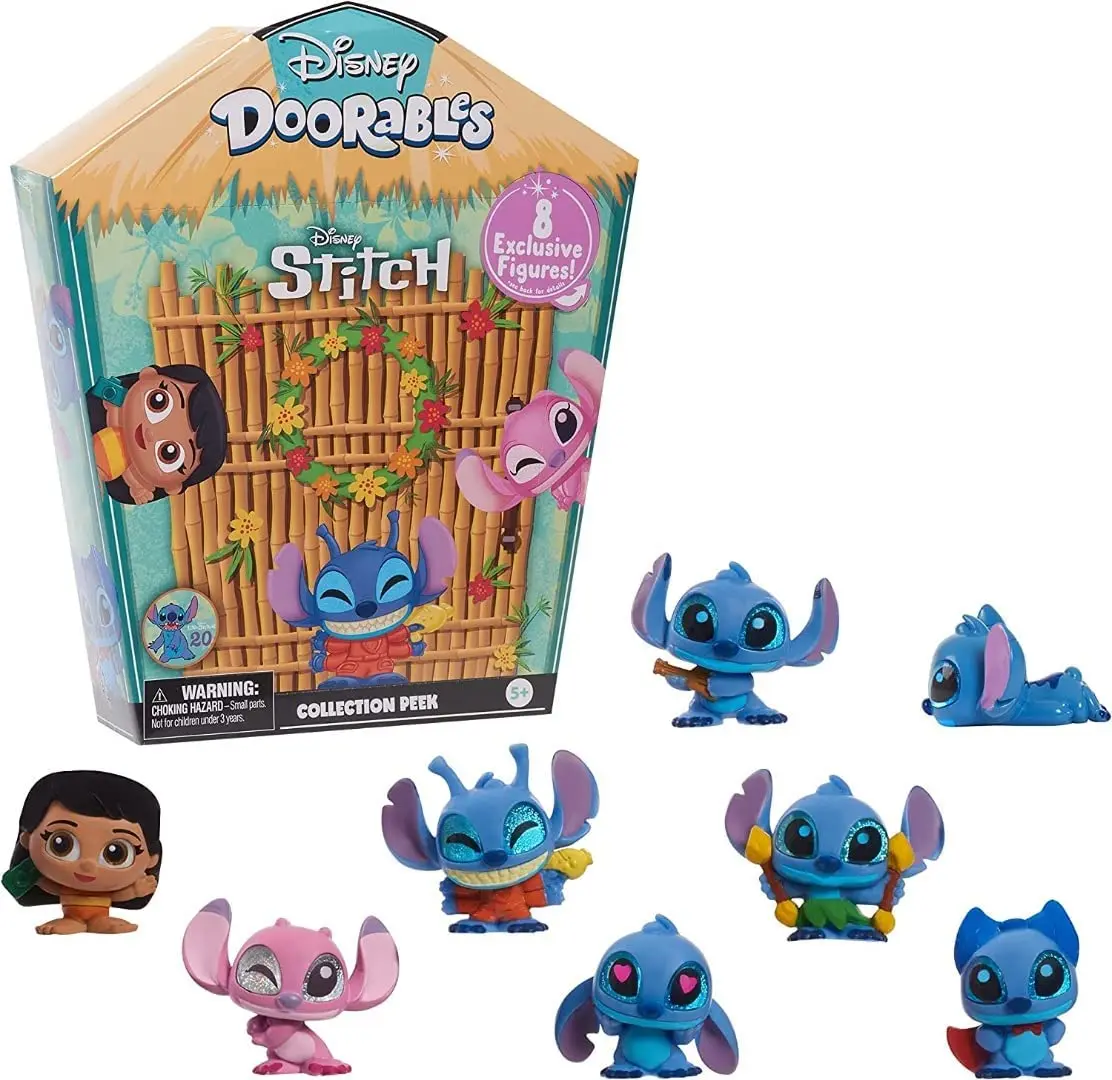 Disney Doorables Villains Stitch Mystery Blind Box Figure Toys Model Cute Glass Eyes Doll Cartoon Figurine for Kids Gifts