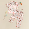 Adorable Toddler Easter Pajama Set with Bunny and Chick Print Short Sleeve Button-up Tops and Long Pants 2 Piece Sleepwear 4