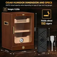 Cigar Cabinet, Desktop Humidor Light Control System with Spanish Cedar Wood Shelves, 3 Humidifiers and Accessories Drawer 2