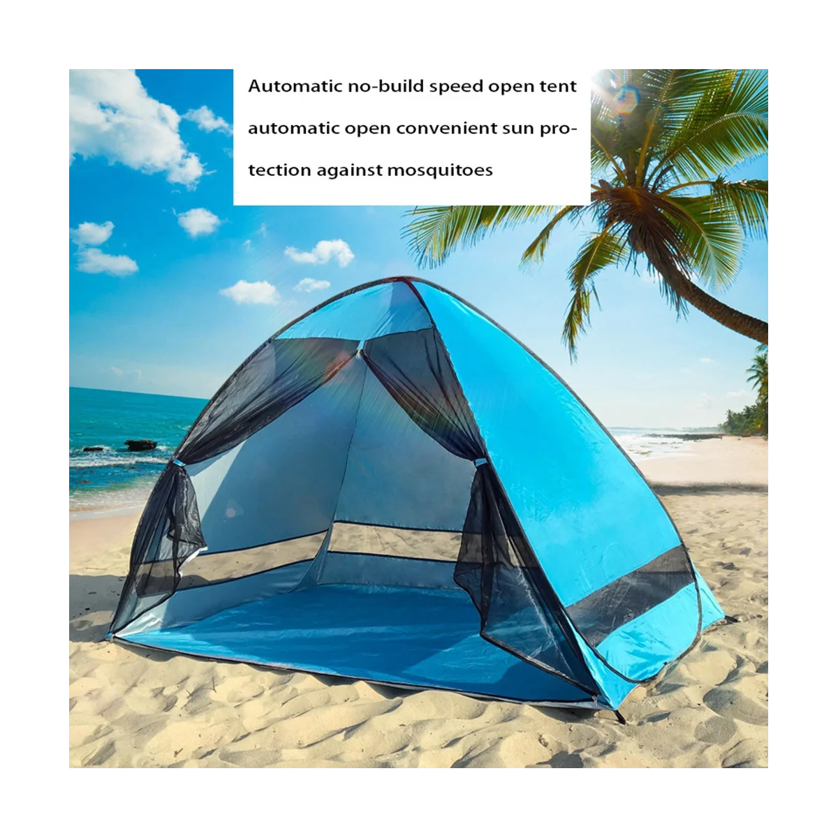 

Gauze Net Tent Fully Automatic 2 Second Quick-Opening Anti-Mosquito Beach Sunshade Tent Outdoor Hiking Camping Tent