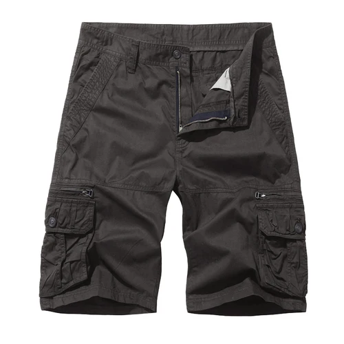 Pantalones cortos holgados de verano para hombre, talla europea, con múltiples bolsillos, cinco puntos