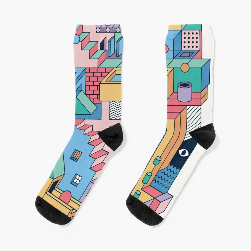 80's Escher Socks bright garter winter thermal men cotton high quality Socks Men's Women's m c escher kaleidocycles