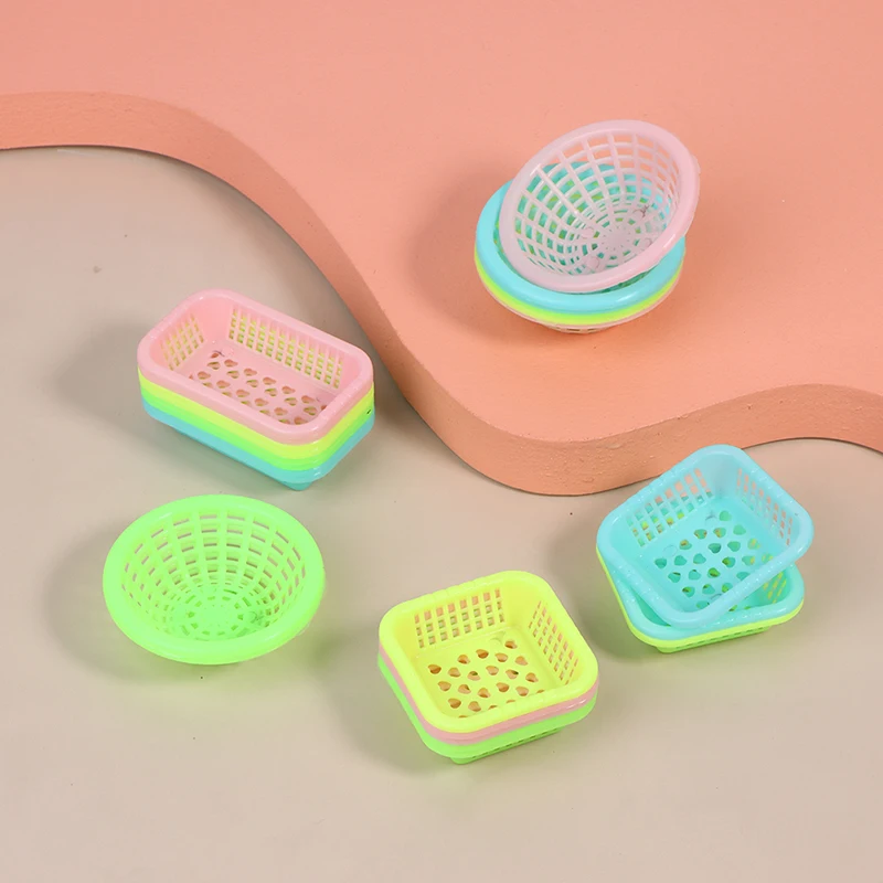 

5Pcs Dollhouse Plastic Baskets Frame Vegetable Food Storage Basket Doll House Kitchen Miniature Decoration