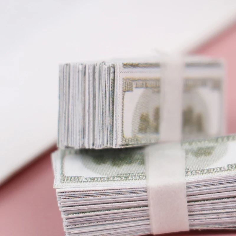 1/12 Scale Creative Mini Dollars Money Miniature Banknotes Children Toys Gifts Dollhouse Miniature Accessories 2