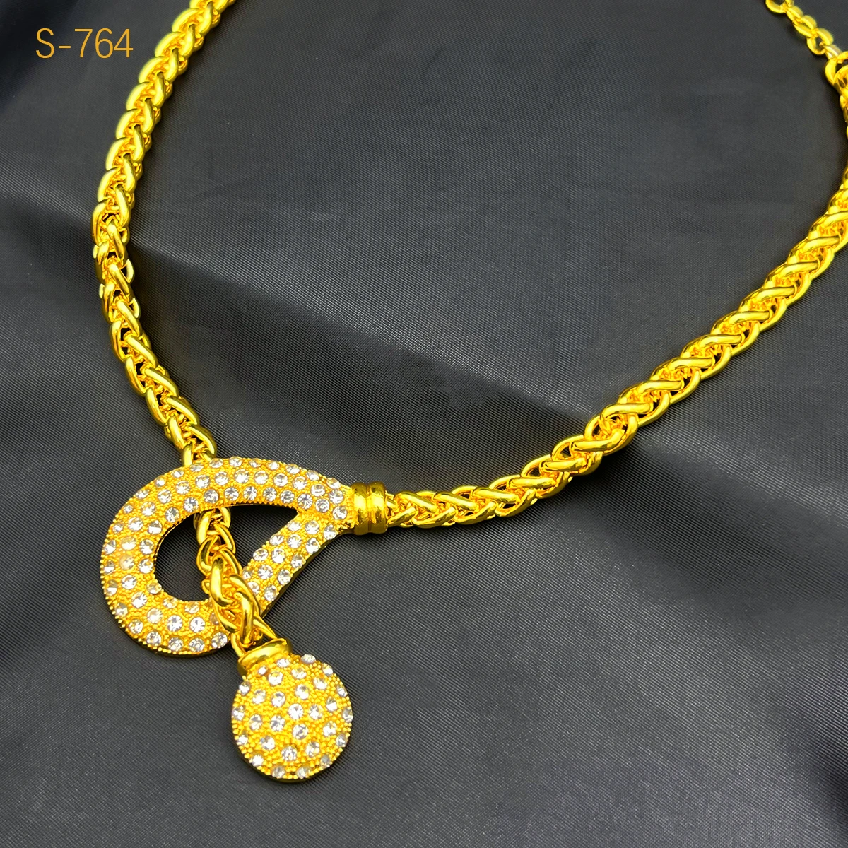 مجموعة مجوهرات مطلية بالذهب للنساء ، قلادة كريستال...