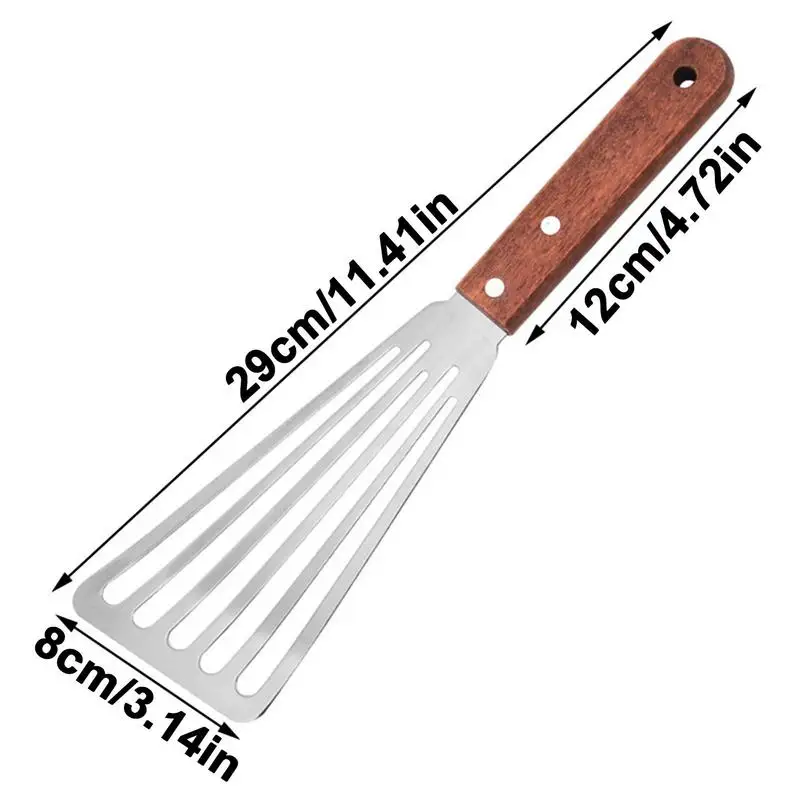 Slotted Spatulas Slotted Spatulas Fish Flipper Turner Nonstick Wooden Handle Beefsteak Shovel For Grilling Flipping Frying 6