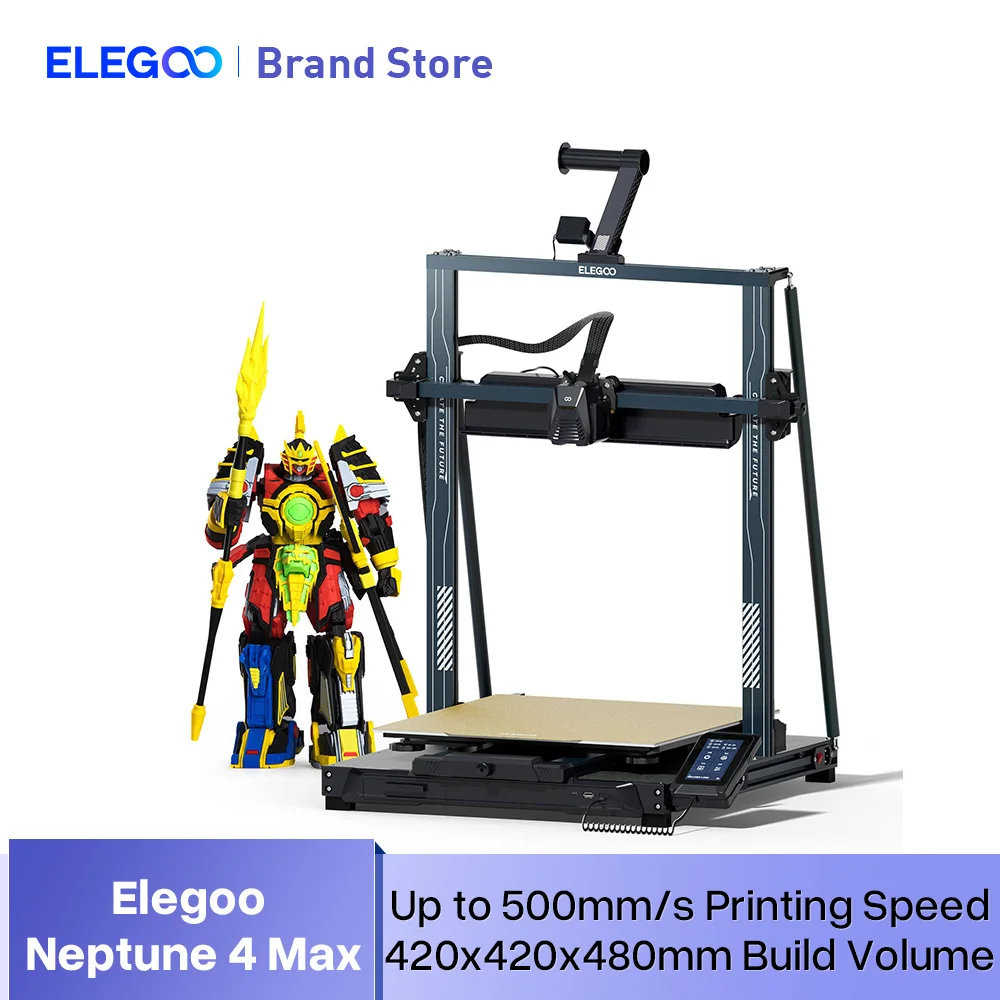 ELEGOO Нептун 4 MAX FDM 3D-принтер с принтом до 500 мм/с высокоскоростной материнской платой Klipper, объем сборки x мм