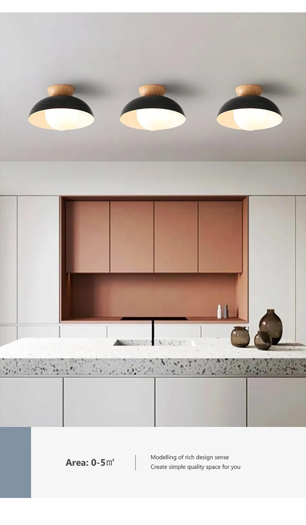 Nordic Wooden Led Ceiling Light