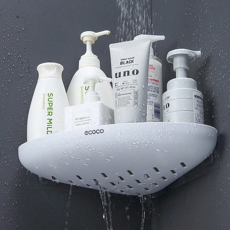 ECOCO Bathroom Shelf Corner Storage Rack No Drill Wall Mounted Shower Shampoo Organizer Kitchen Storage Rack Bathroom Accessory 5
