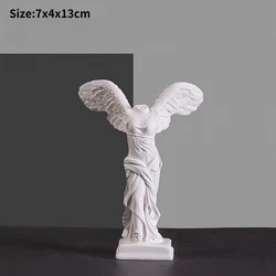 Exquisite Greek Victory Goddess Sculpture with Angel Wings for Elegant Home and Office Decor (WHITE)