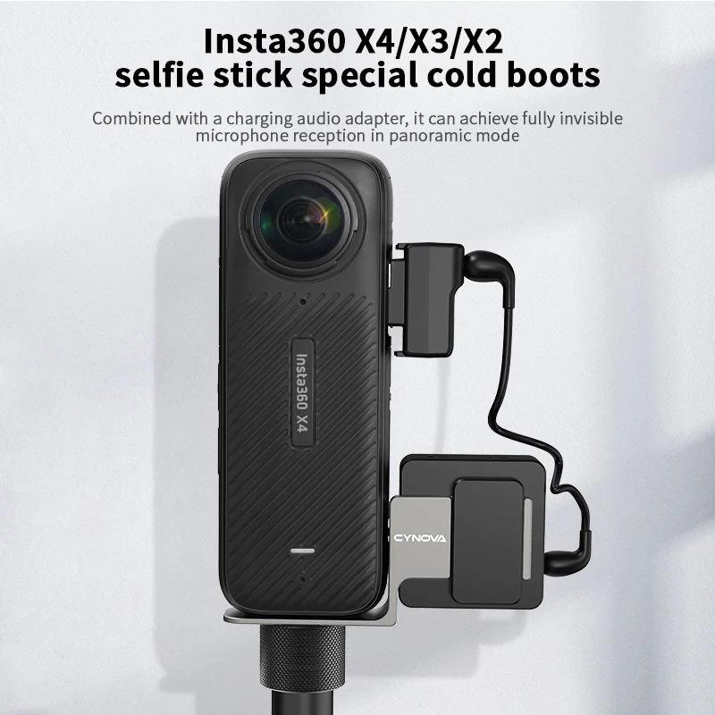 Невидимый микрофон Холодный башмак для Insta360 X4 / X3 / ONE X2 Mic адаптер для rø de беспроводной камеры GO аксессуары для Insta 360 X4 X3 X2