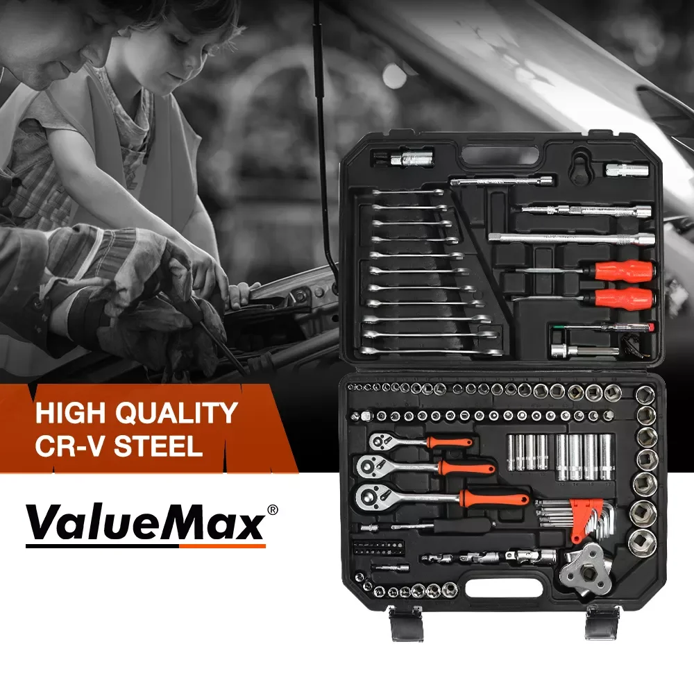 ValueMax Hand Tool Sets Car Repair Tool Kit Set 3/8'' 1/2" 1/4" DR