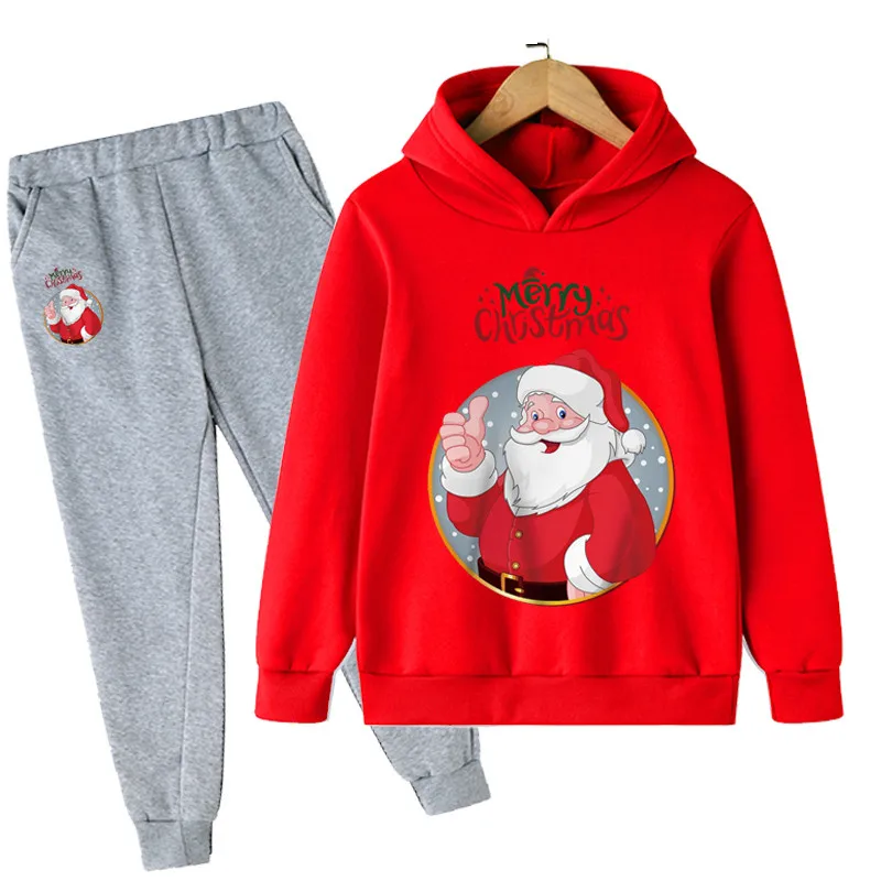 4-14 Years Merry Christmas Boy Clothing Set 2021 New Casual Fashion Active Cartoon Hoodies Pant Kid Children Baby Boy Clothing