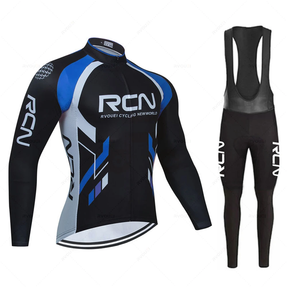 RCN Pro Team Cycling Jersey Sets Breathable Long Sleeve Spring New Men's MTB Bicycle Clothing Suits Roupa Ciclismo
