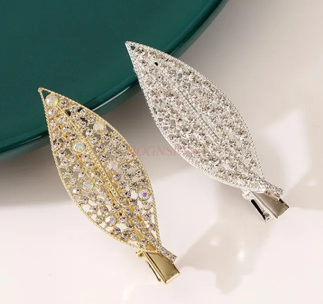

Edge clip tree leaf headdress with side hair clip, elegant girl rhinestone