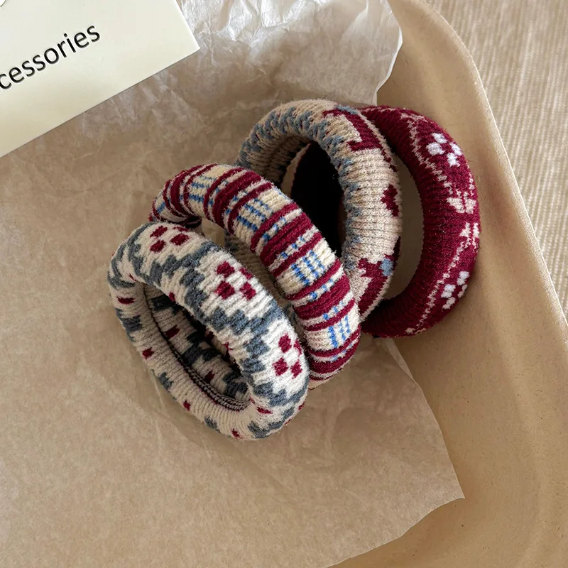 Set elastici per capelli vintage in maglia boho accessori morbidi_voghion.com