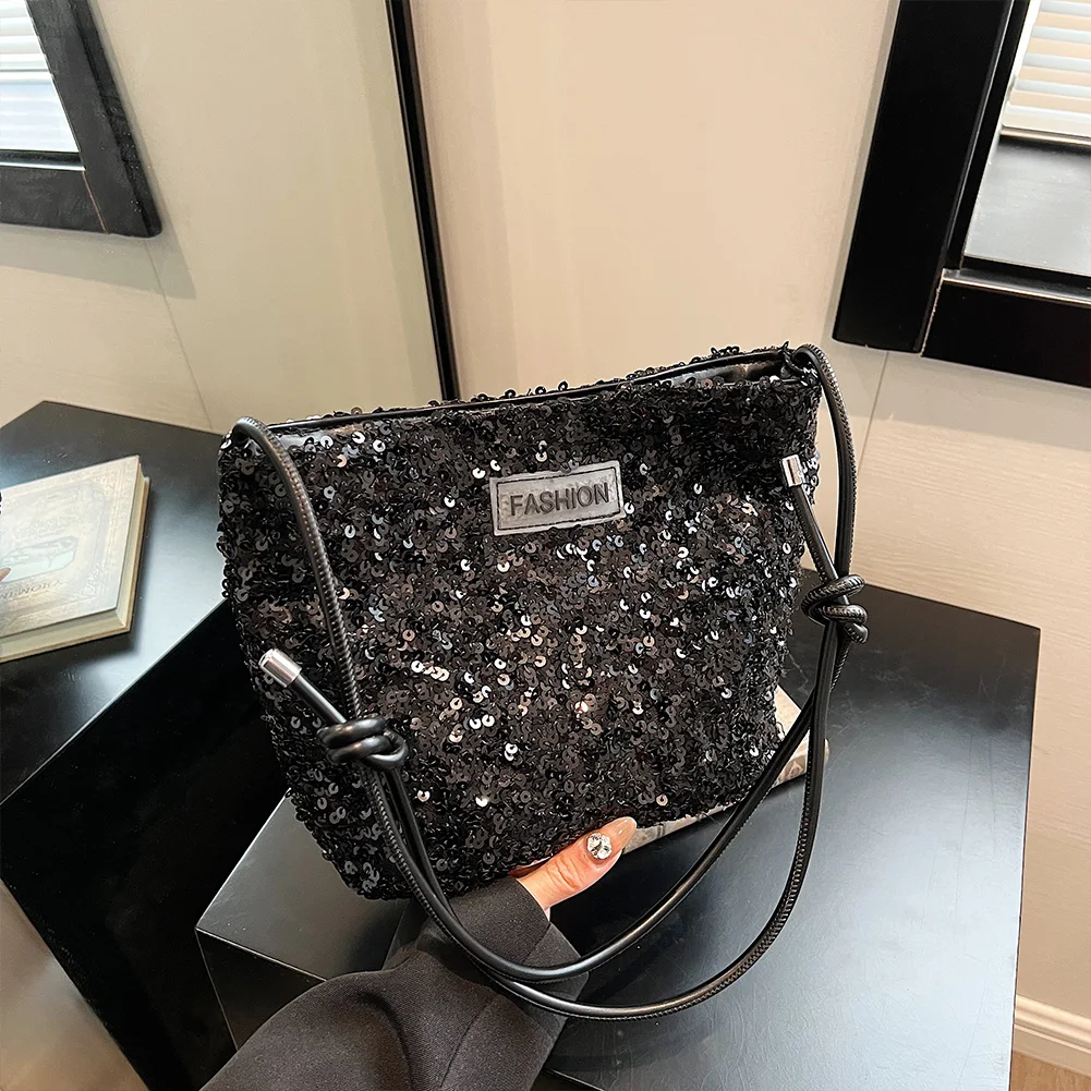 Sequins Evening Bag for Women Shinny Crossbody Bags PU Leather Sparkling Shoulder Bag Ladies Evening Clutch Tote Handbags Purses