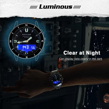 NORTH EDGE Men's Sports Digital Watch Waterproof 50M Altimeter Barometer Compass Business Luxury Men's Watch Outdoor Smartwatch 6