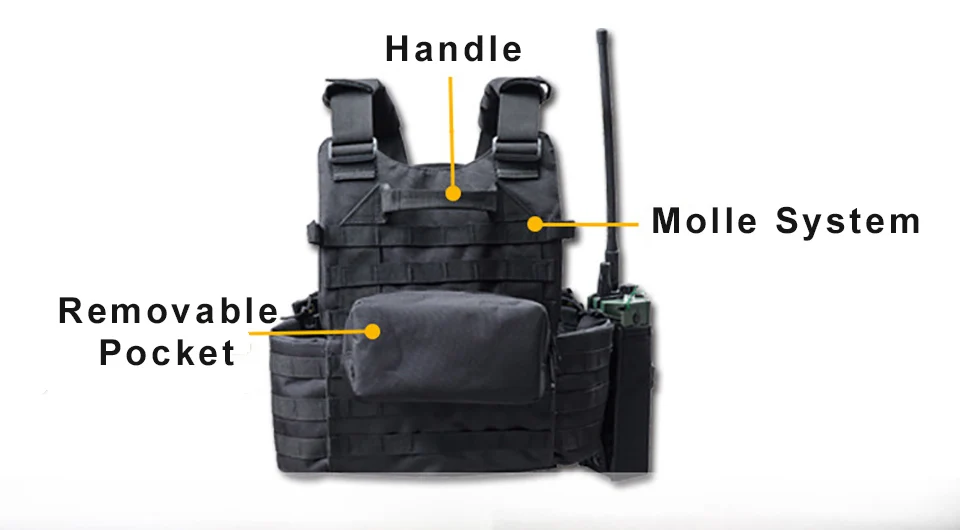 6094 Tactical Vest Molle 900D Nylon Body Armor Hunting Plate Carrier Airsoft 094K M4 Pouch Combat