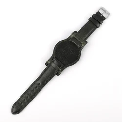 Retro Handmade Genuine Leather Watch Strap in Matte Brown Coffee - 21mm (Green)