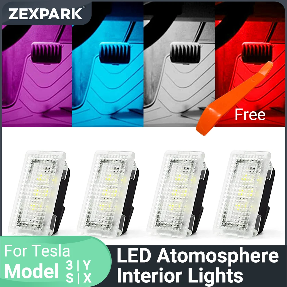 

For Tesla Model Y 3 S X Ultra-bright Interior LED Lighting Bulbs Kit Accessories Frunk,Door Puddle,Foot-Well lights Model 3 Gift