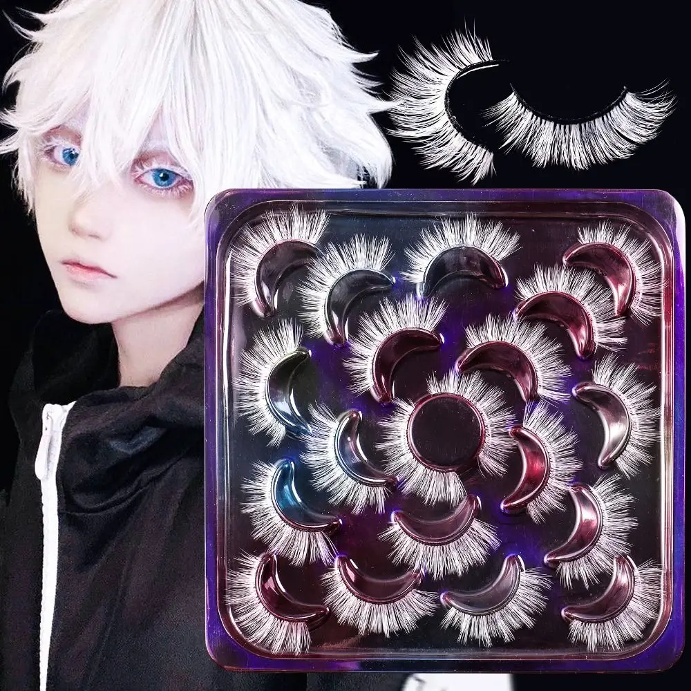 

10 Pairs 3D Mink White Eyelashes Soft Fluffy Cosplay Halloween Cartoon White Lashes Extension Party Makeup Tool
