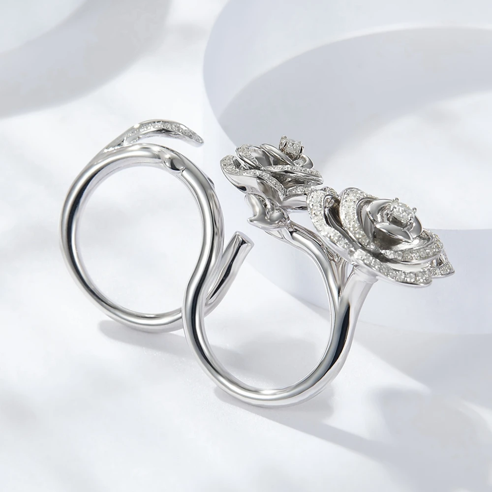 Real Silver Couple Rings Howls Ring – camellia