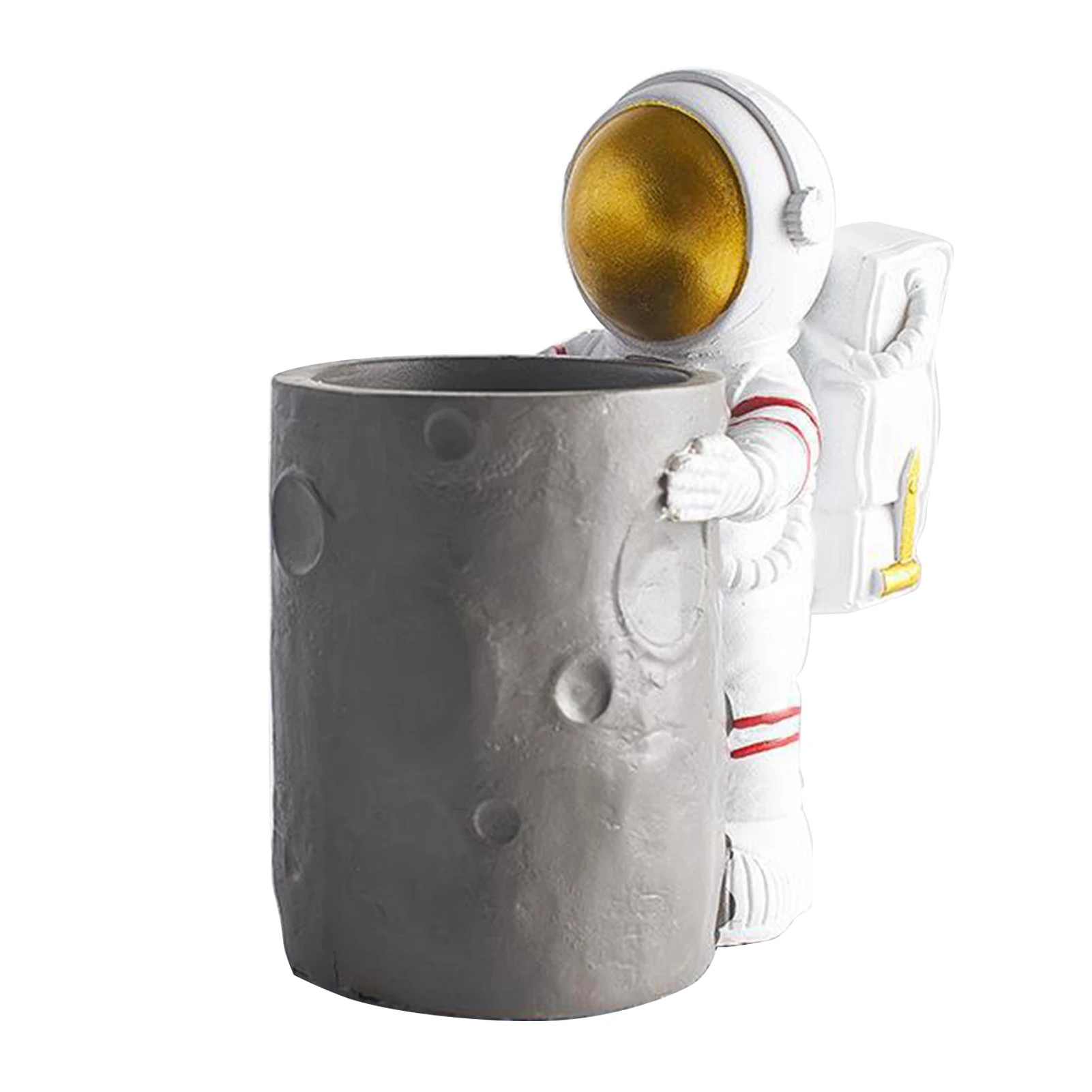 

Stable Pen Holder Desk Organizer Astronaut Design Durable Makeup Brush Storage Resin Craft School Cute Home Table Decor Office