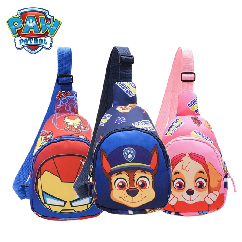 Paw Patrol Cartoon Chest Bag Kids Outdoor Cute Casual Shoulder Bag Small Anime Figure Chase Skye Dog Wasit Con Cerniera Regalo