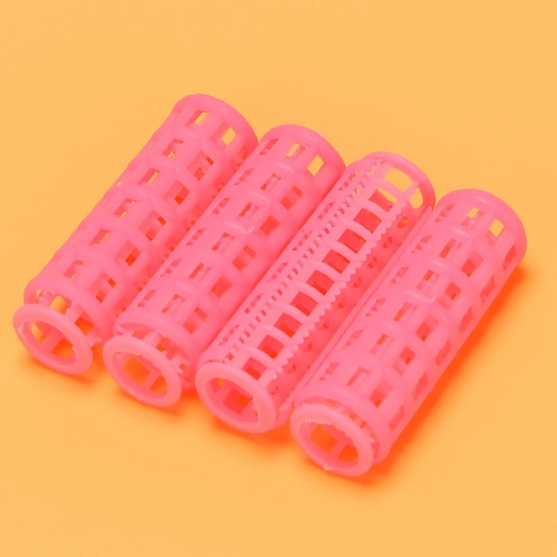 Pink Plastic DIY Hair Styling Curlers Clips Lady Hair Care Tools Portable curling iron 12 Pcs