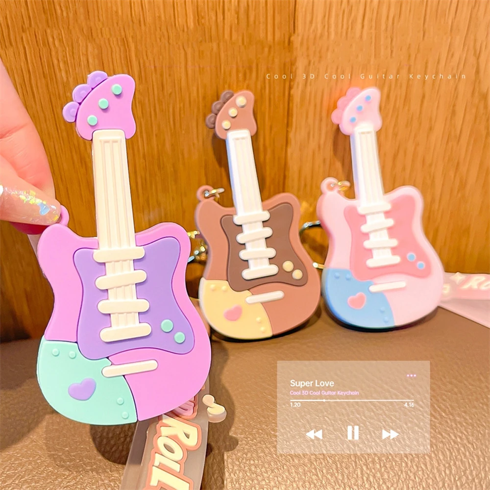 

Creative Guitar Keychain Fashionable Musical Instrument Keychain Silicone Keychain Backpack Car Jewelry Gift