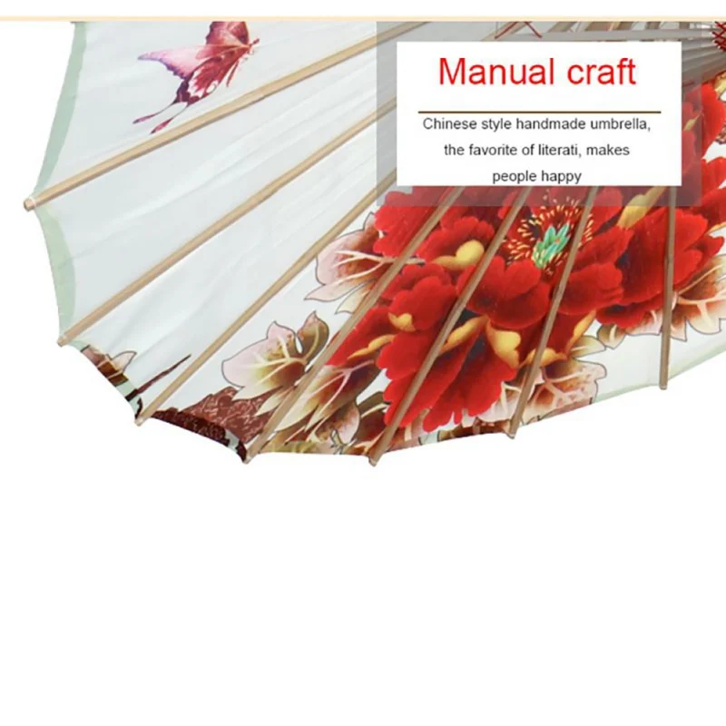 1PC Cheongsam Performance Dance Umbrella Silk Cloth Umbrella Wood Chinese Parasols Photography Props Asian Theme Decoration