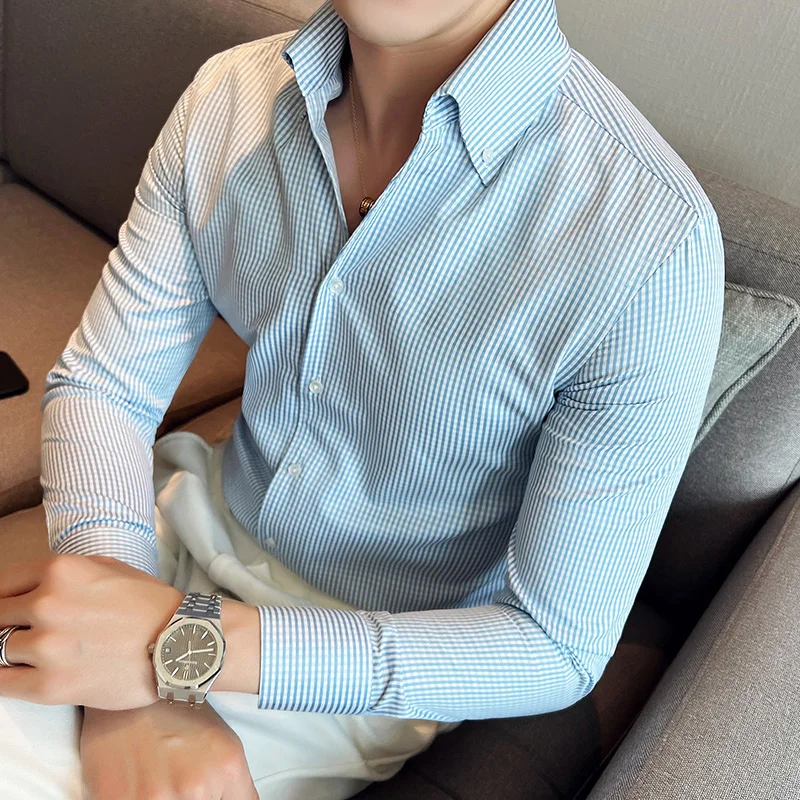 

2023 New Style Men Spring High Quality Long Sleeve Shirts/Male Lapel Office Business Dress Shirts Homme Camisas Plus Size S-3XL