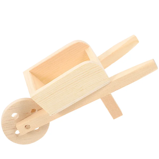 Mini Cart Wood Model Táj Díszítők Kerti Kocsi Modellek Miniatűr Talicska