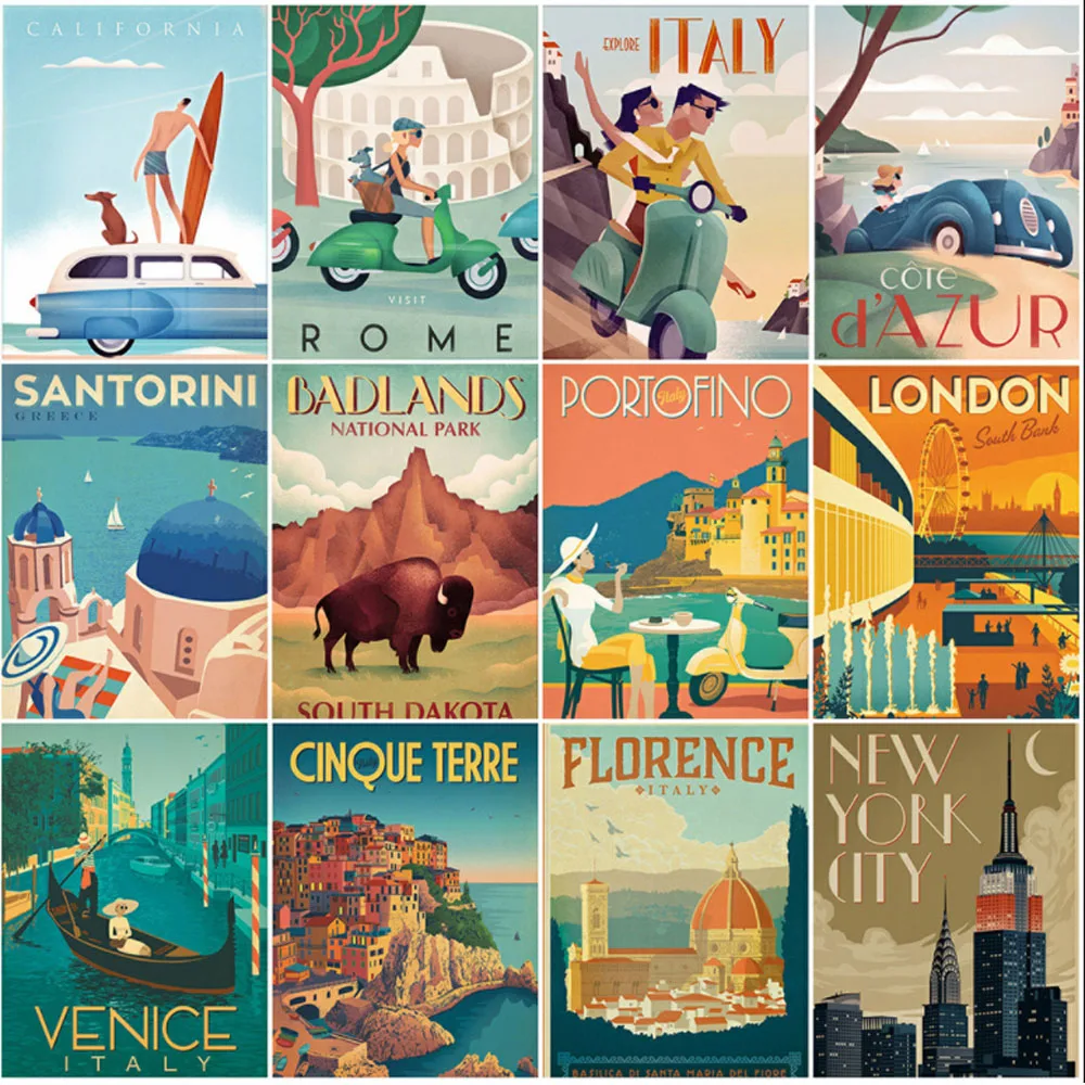 5D DIY Diamond Painting Scenic Embroidery Cross Stitch City Needlework Kit Mosaic Beaded Handmade Hobby Crafts