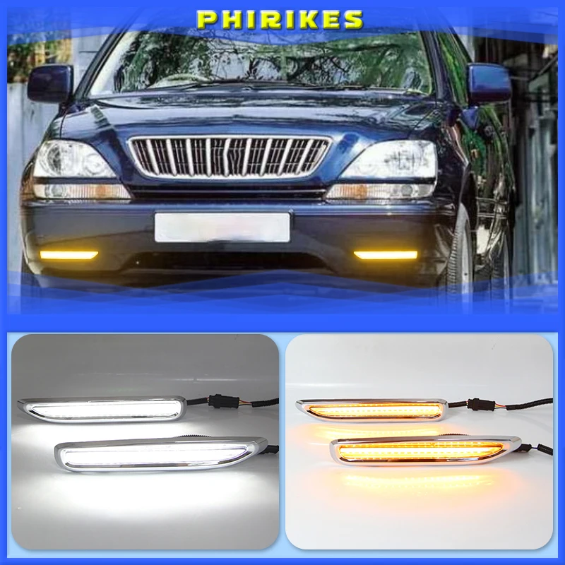 

2 шт. для Lexus RX300 1998 - 2003 хромированная полоса Водонепроницаемая ABS автомобильная лампа DRL 12 В светодиодные дневные ходовые огни светильник