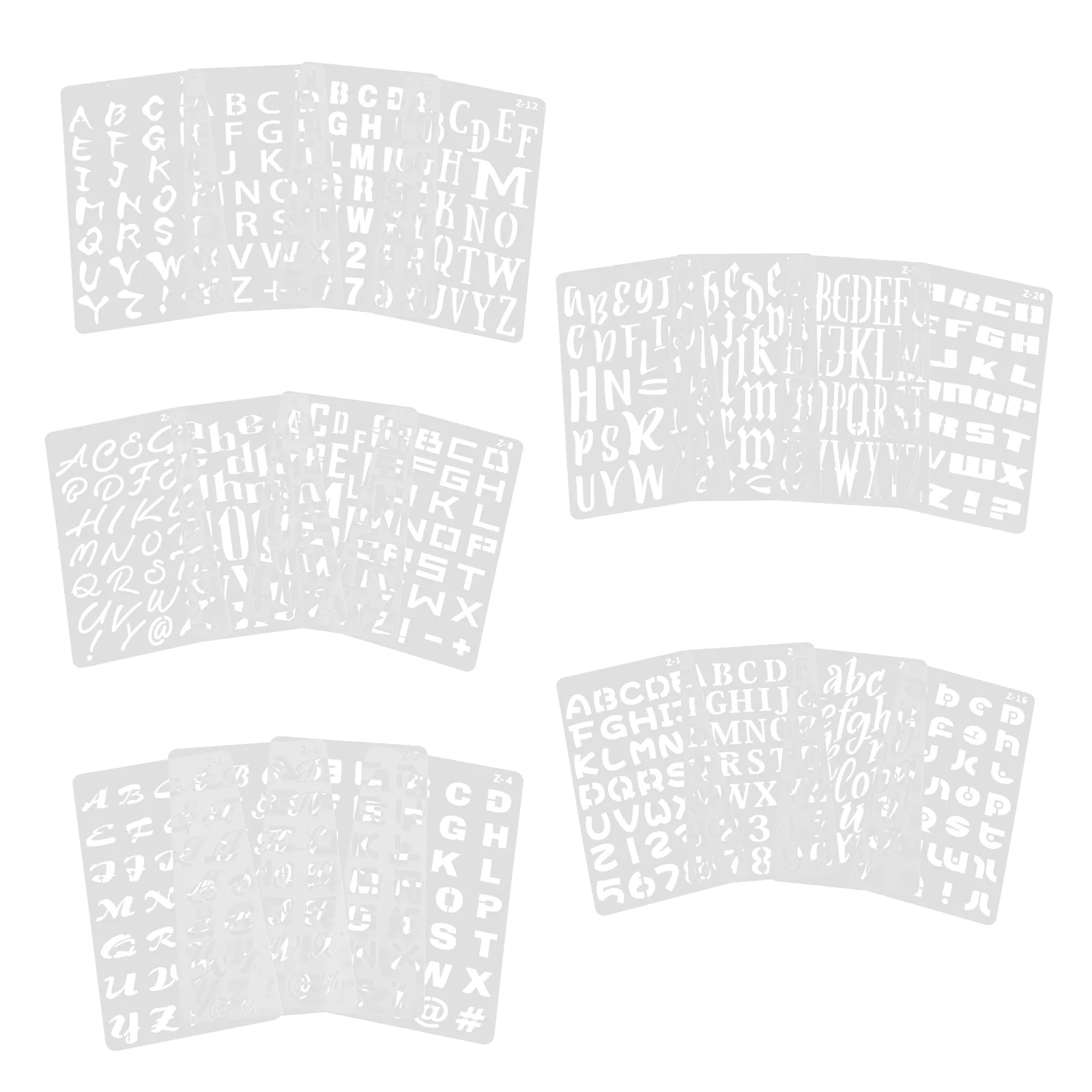 

20 Sheets Handbook Doodle Template Stencils for Airbrush Number Painting Letters Burning Patterns Graffiti Alphabet Molds