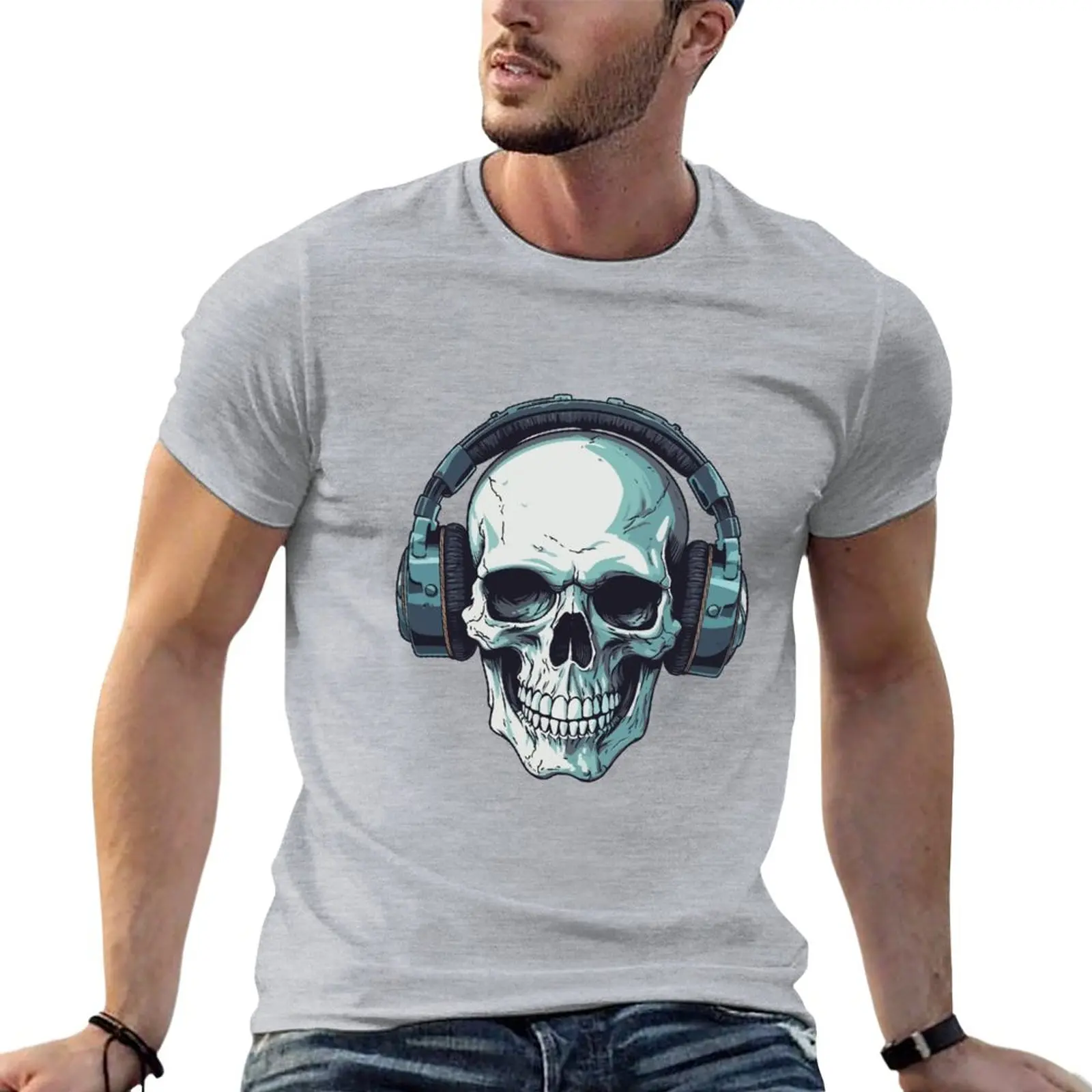 

New skull with headphones T-Shirt Tee shirt T-shirt short t shirt for men