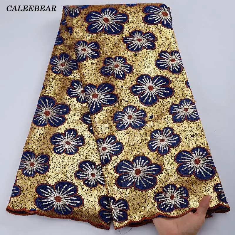 

Новейшее популярное Золотое Африканское французское бархатное кружево 2022, высококачественный нигерийский тюль, кружевная ткань с блестками для вечернего платья S2841