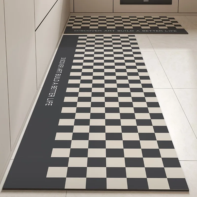 

Kitchen Carpet Water-absorbent Anti-slip Diatom Mud Floor Mat Home Decor Luxurious Plaid Rug Bathroom Non-slip Area Rugs 주방 카펫