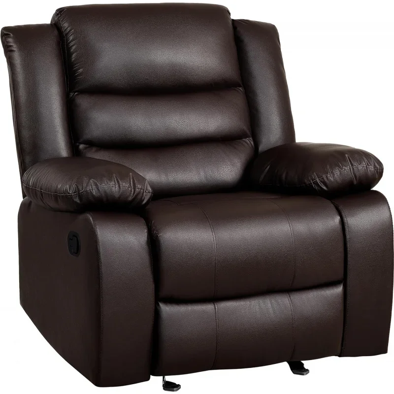 Oversized Rocker Recliner Chair-Comfy Wide Lazy Boy Recliner Chair with Overstuffed Armrest, Faux Leather Manual Reclining Cha