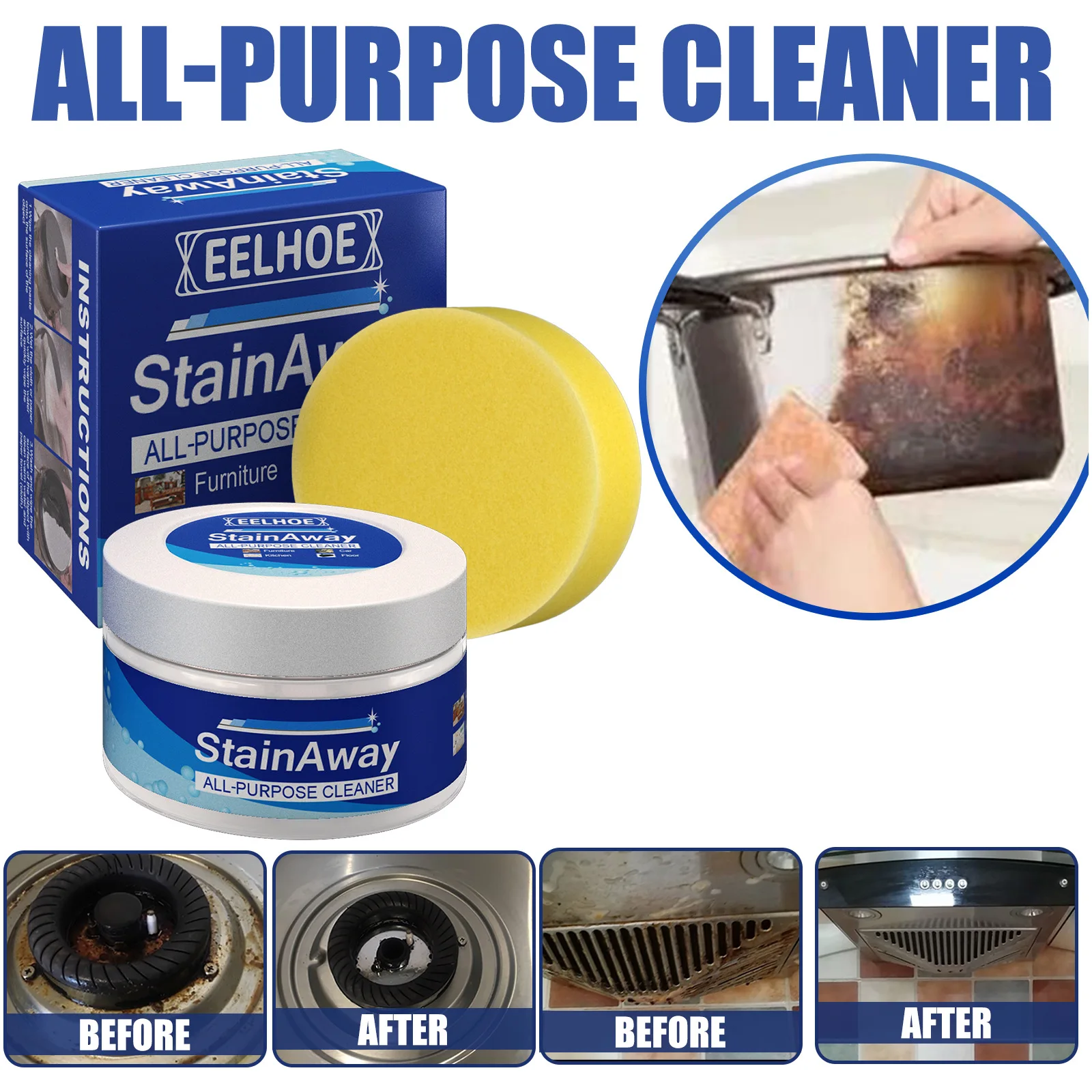 Cleaning paste for kitchen heavy oil stain cleaning pot and bowl rust remover multipurpose cloth wood floor cleaning paste