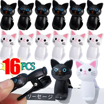 16/2Pcs Cat Shape Food Sealing Bag Clips Plastic Hanging Clothes Sock Clamps Office Desk Clip Photo Message Snack Storage Clamps 1