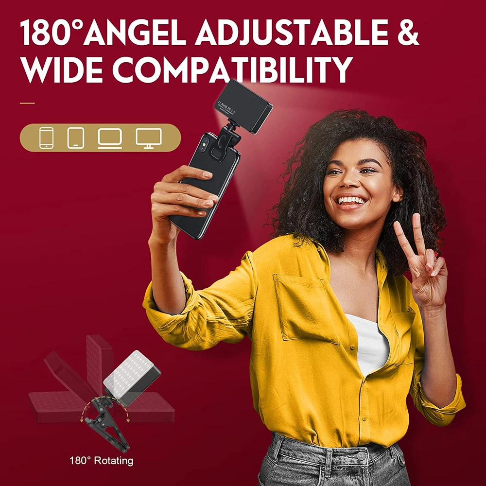 LED Selfie Light 120 LED 3000mAh Rechargeable CRI 95+ Portable Clip on Light for Phone Tablet Laptop Zoom Call TikTok Selfie 3
