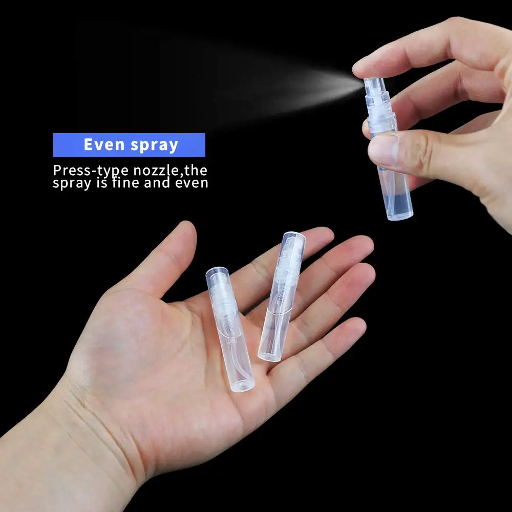 50Pcs 2ml 3ml 5ml Mini Plastic Spray Empty Bottle Portable Fragrance Perfume Atomizer Refillable Mist Container for Travel Party, perfume atomizer, refillable bottles