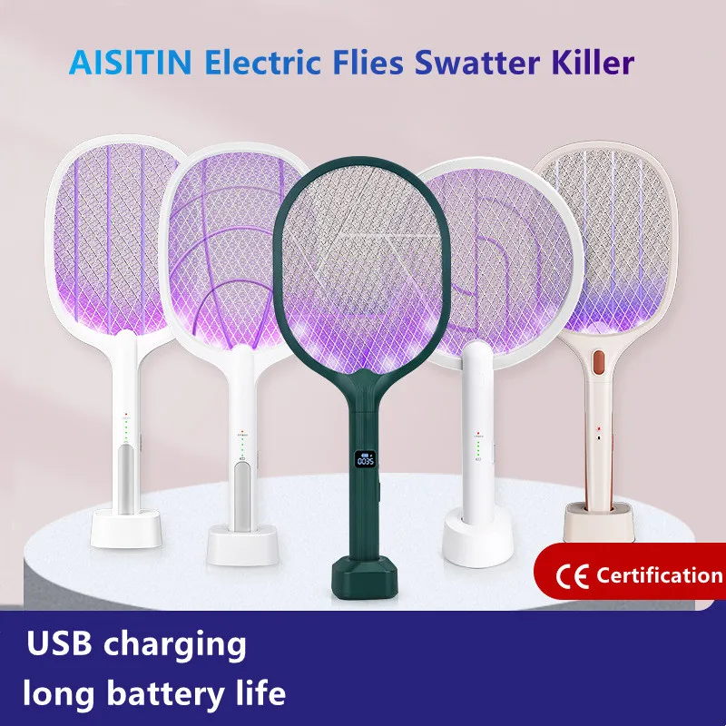 PALONE 2 IN1 Electric Flies Swatter with UV Light USB Rechargeable LED Lamp Summer Mosquito Trap Racket Anti Insect Bug Zapper. solove bug zapper mosquito killer electric fly swatter mosquitoes lamp