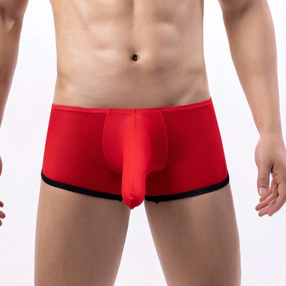 

2023 Smooth Mens Elephant Nose Boxer Briefs Mesh Shorts Panties Men Lingerie Underwear Bulge Pouch Underpants Sissy Lingerie