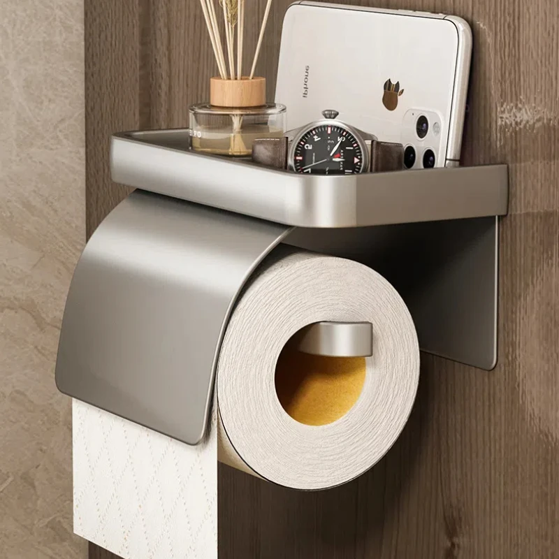 Wall Mounted Toilet Paper Holder Rustproof Thickened Storage Rack For Bathroom Kitchen Toilet Paper Roll Holder Tissue Boxes toilet paper holder